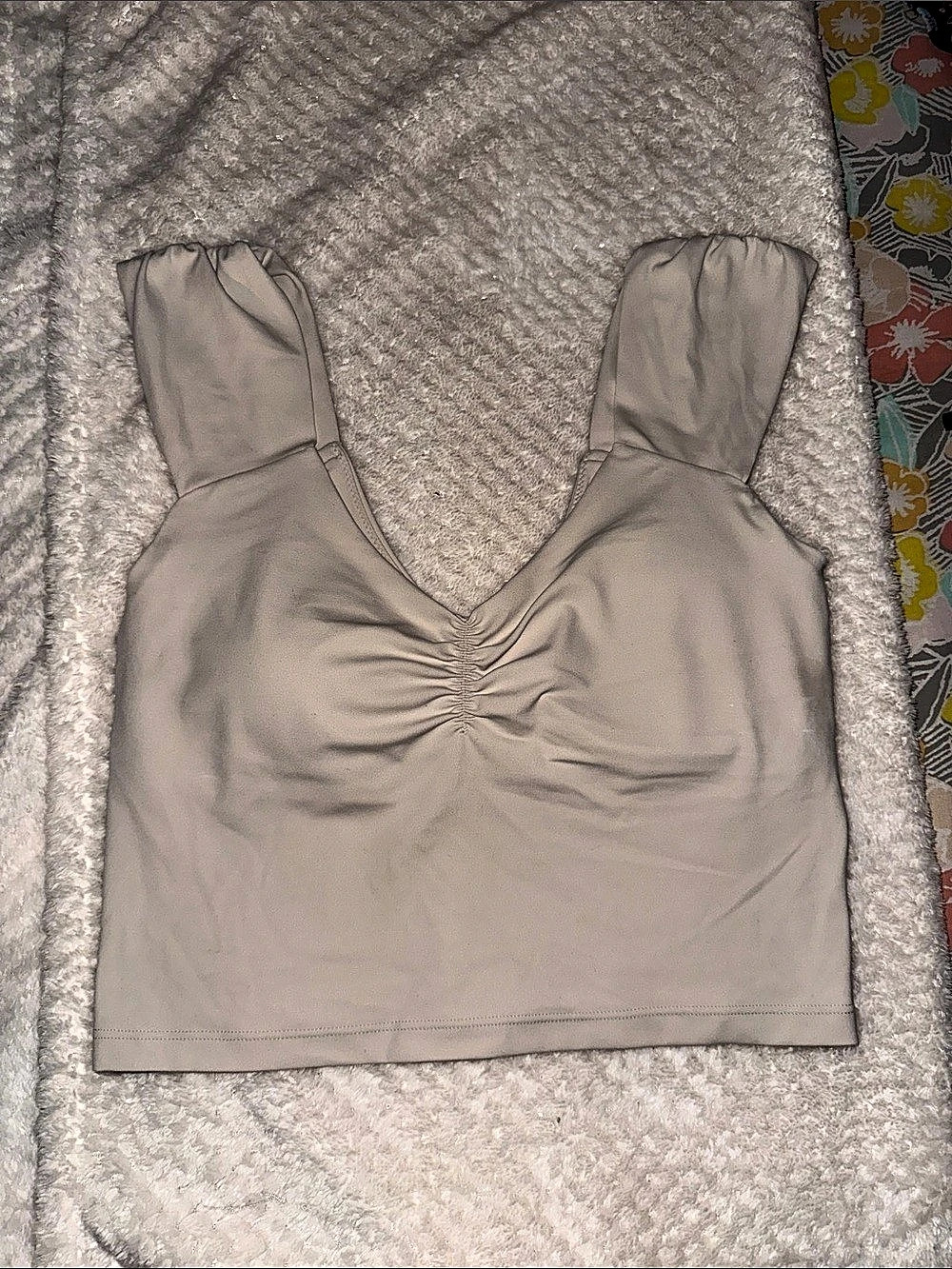 OFFLINE Ruched Cropped Bra Top in Beige Size Medium Like New